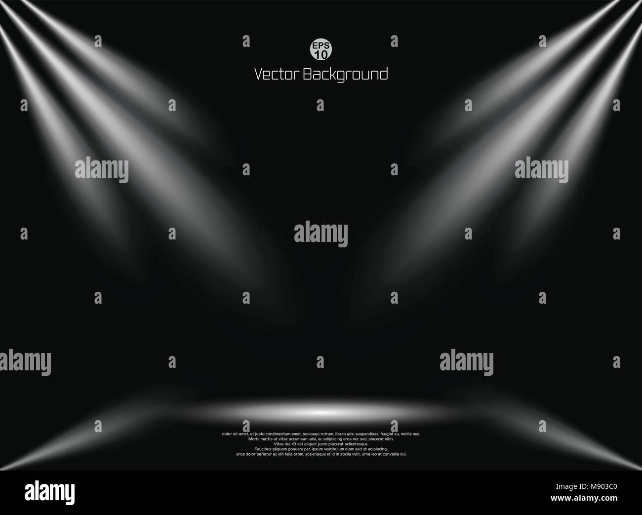 Dark black background with lighting spotlight business backdrop, mock