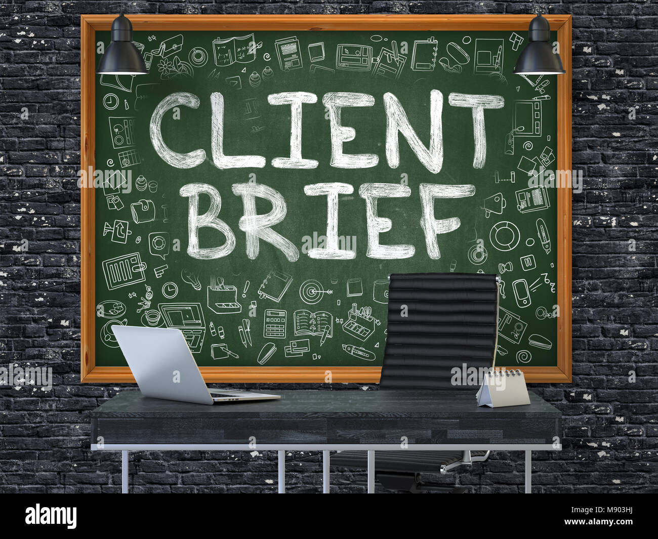 Hand Drawn Client Brief on Office Chalkboard. 3d Stock Photo - Alamy