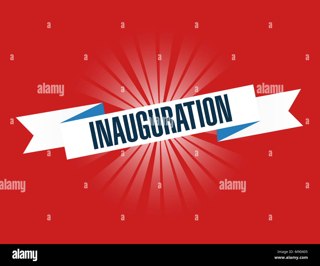 Inauguration red waving ribbon sign illustration design graphic over a