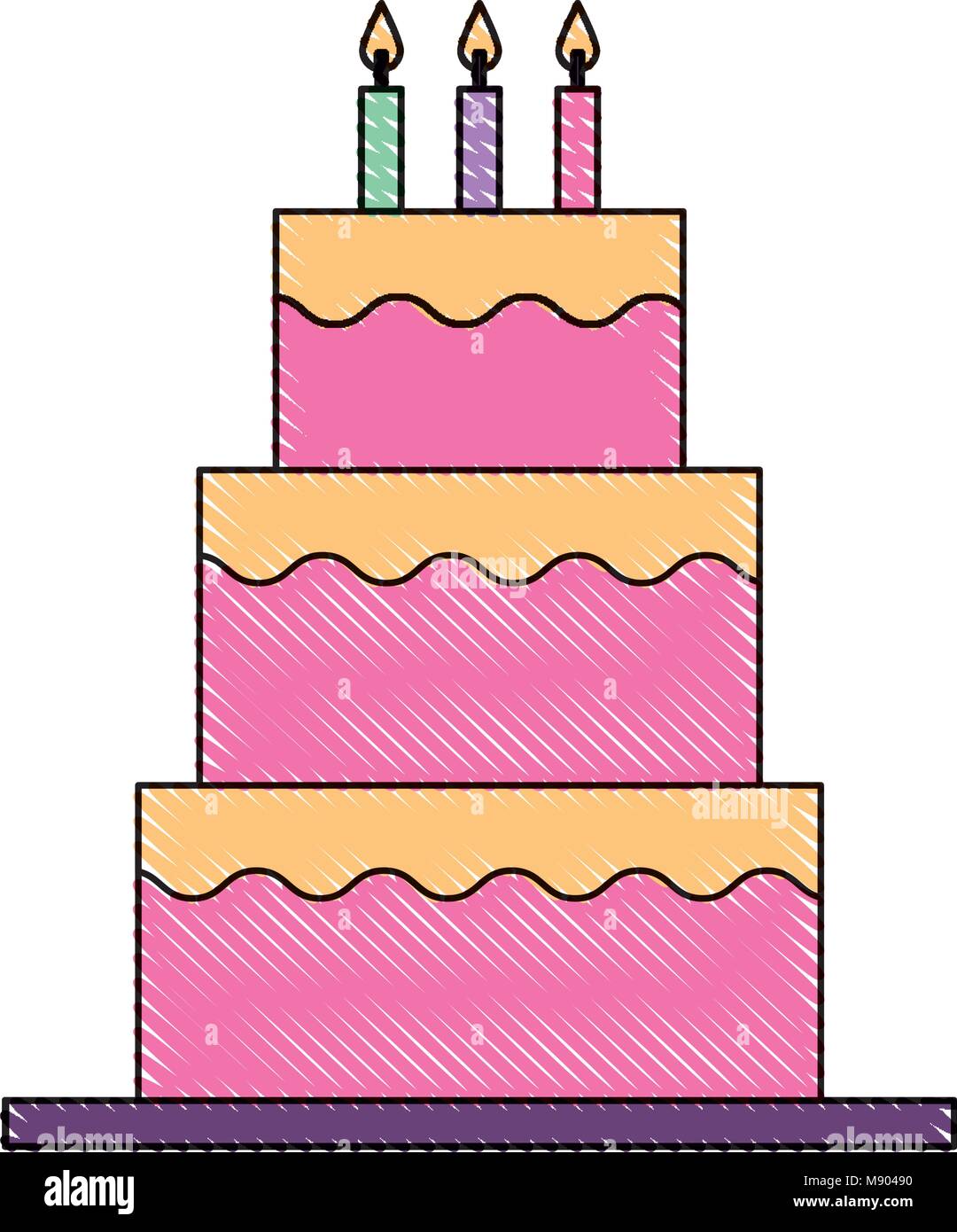 Birthday cake many candles Stock Vector Images - Alamy