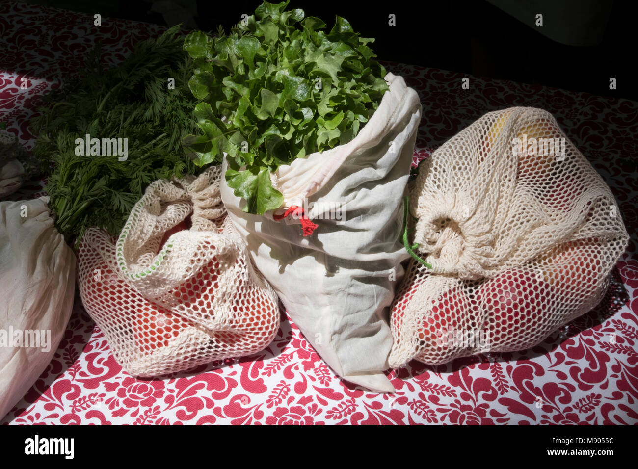 reusable eco food produce bags My Vita bag Stock Photo