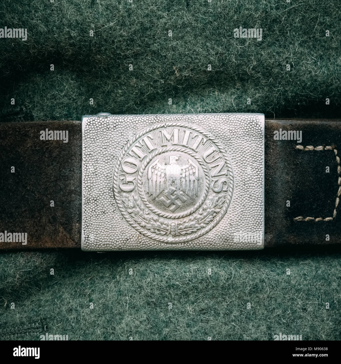 Belt buckle soldier Wehrmacht with the inscription - With Us God. Stock Photo