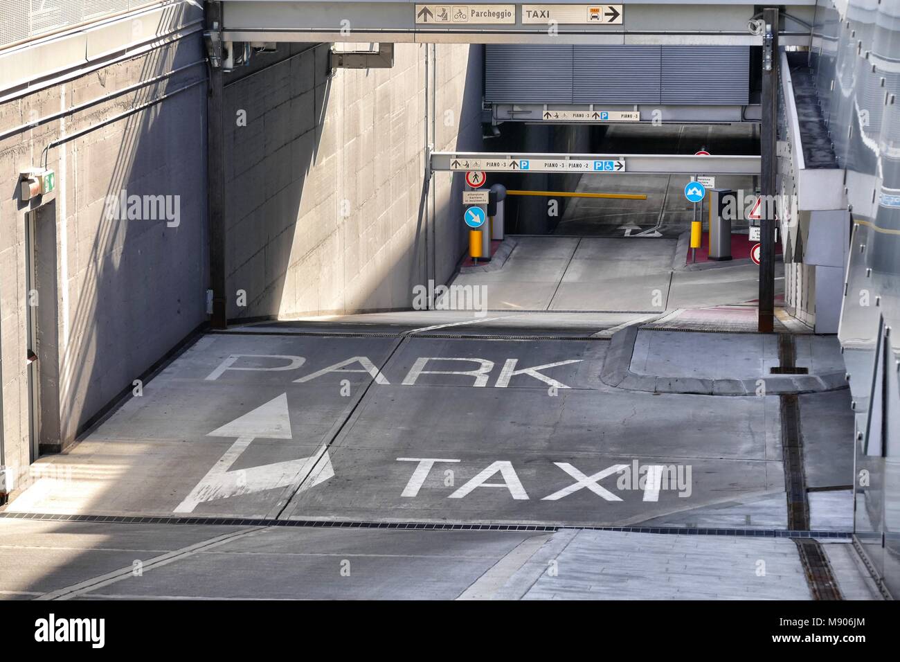 Entrance to underground parking Turin Italy March 15 2018 Stock Photo