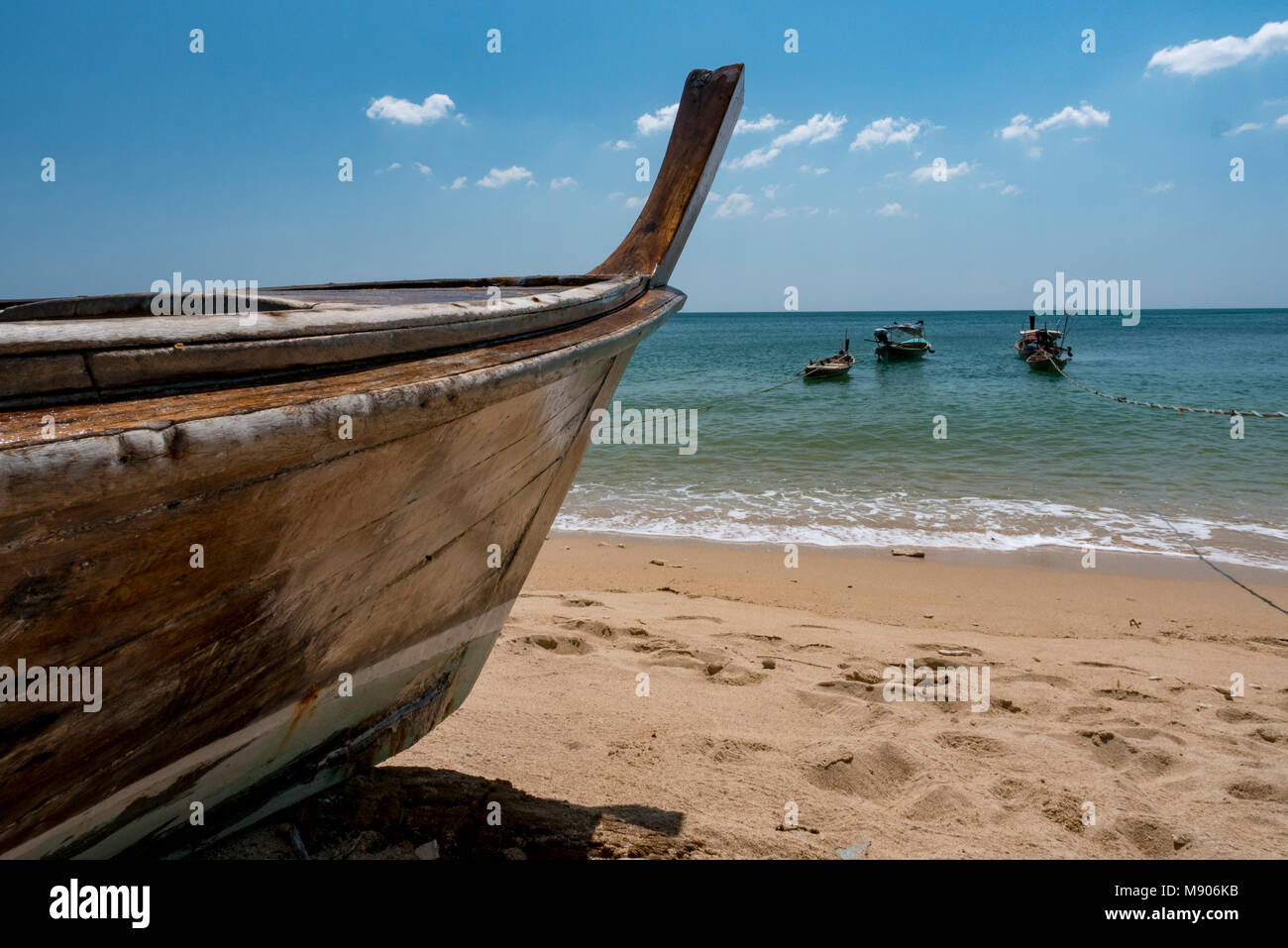 moored fishing boats, ko lanta island - thailand Stock Photo