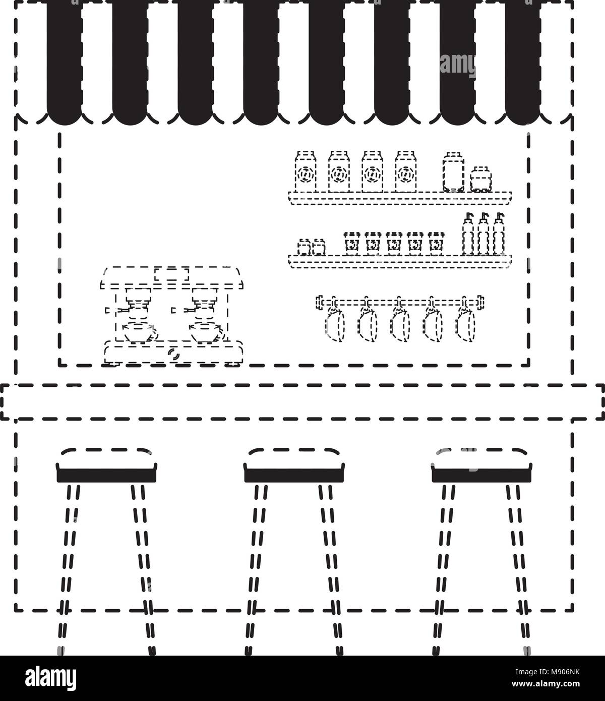 coffee shop machine espresso stools and shelf Stock Vector Image & Art