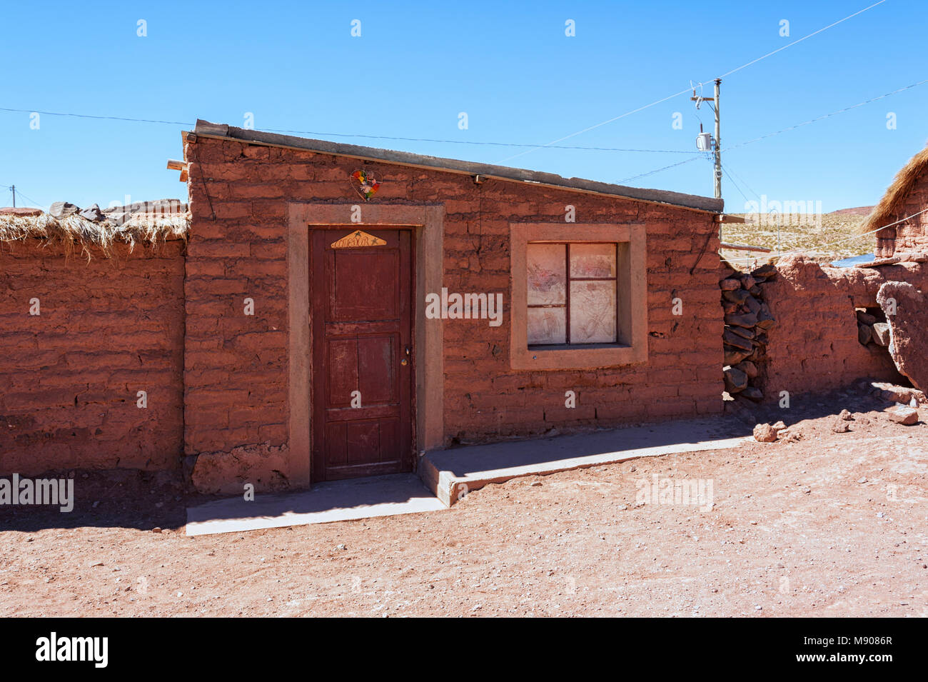 Adobe house in Cerrillos village on Bolivian Altiplano near Eduardo ...