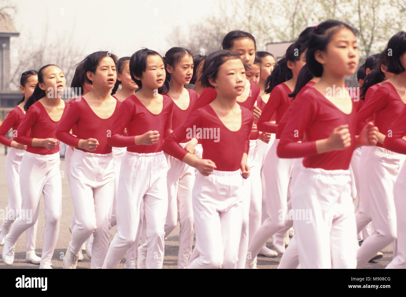 Beijing middle school children, China, PRC,, Middle Kingdom, dance and exercise program Stock Photo