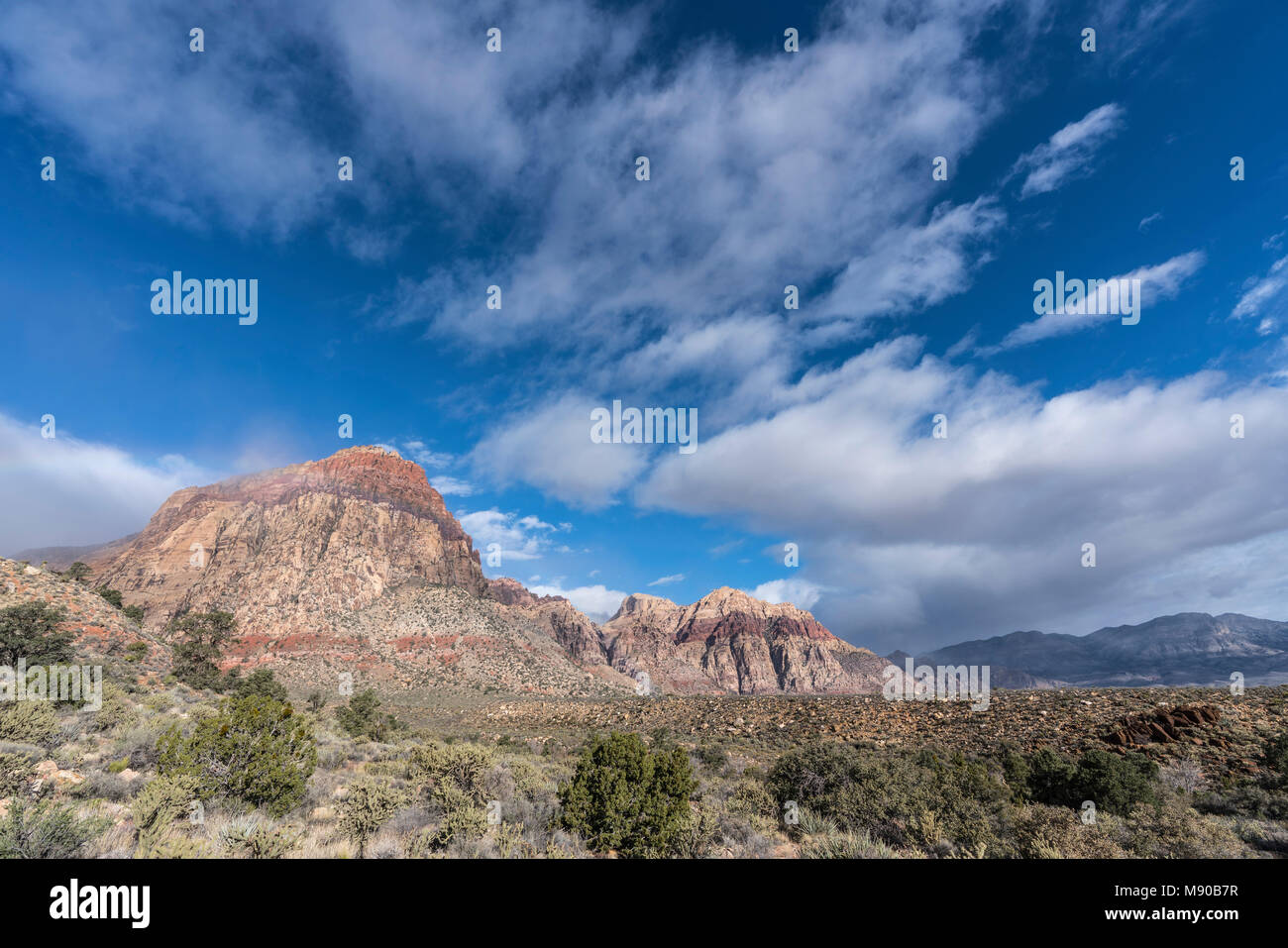 Winter clouds above Red Rock Canyon National Conservation Area near Las Vegas, Nevada. Stock Photo