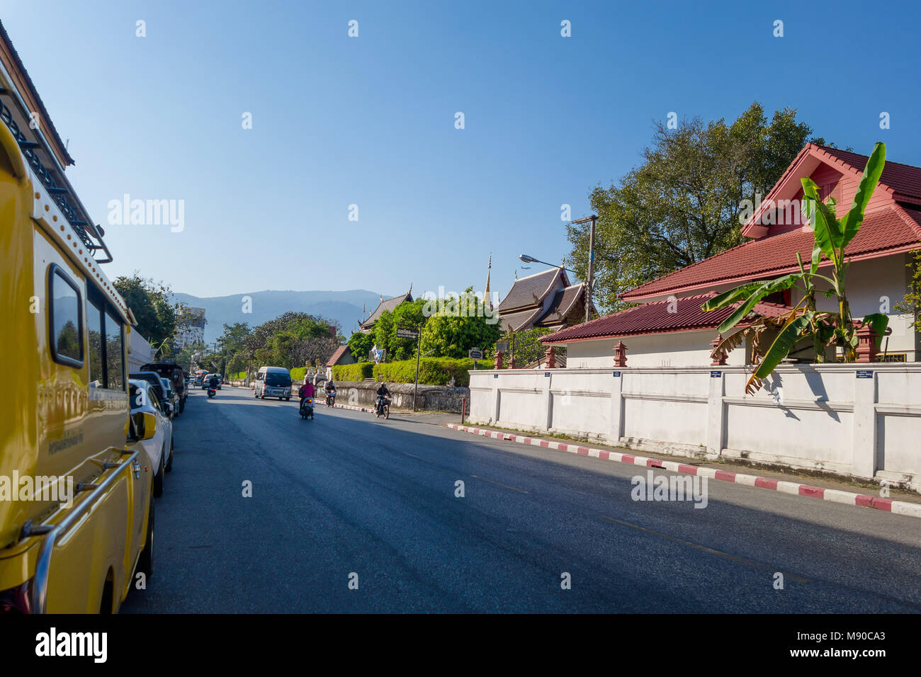 CHIANG RAI, THAILAND - FEBRUARY 01, 2018: Outdoor view of unidentified ...