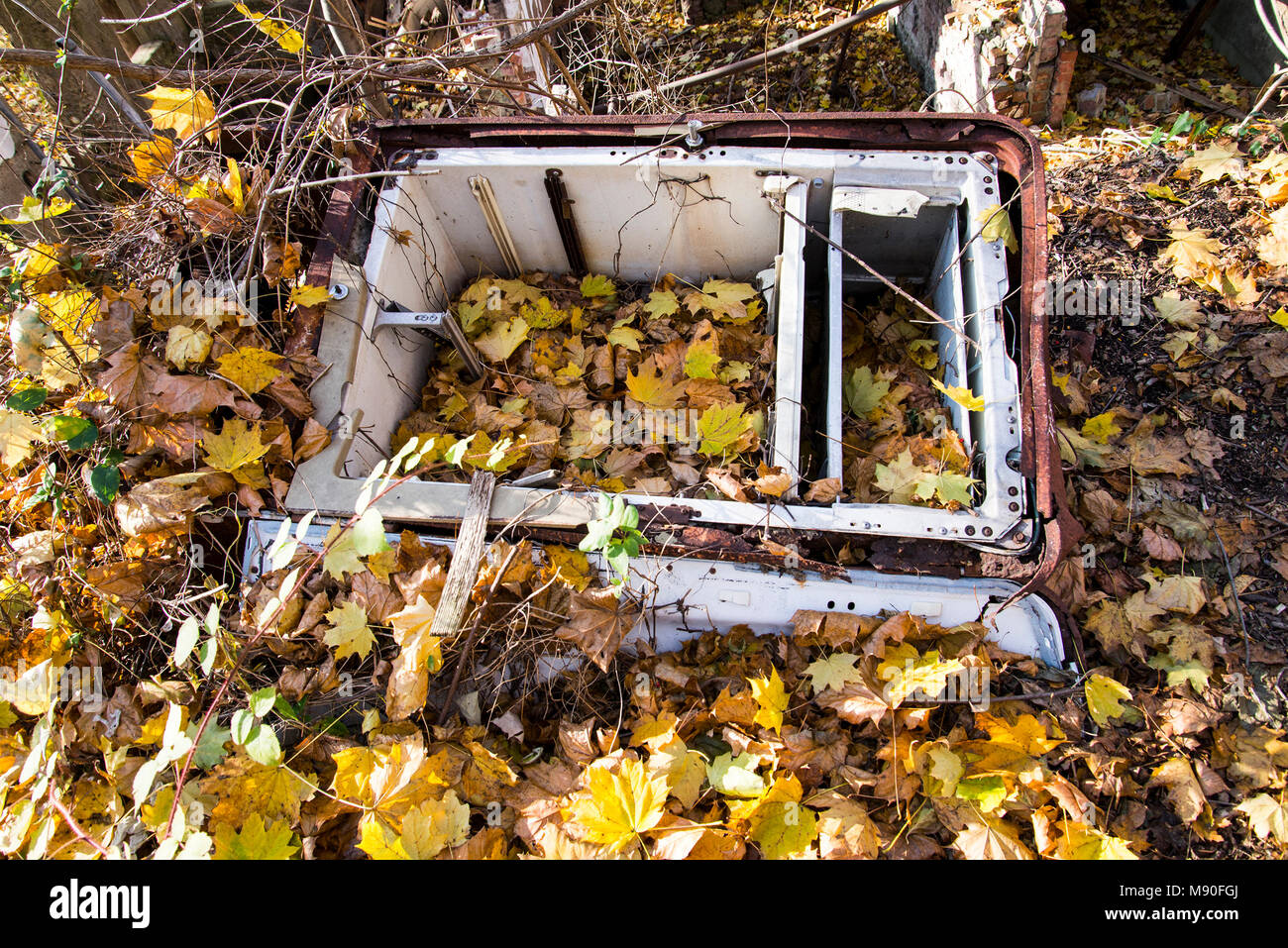 Ruin of a refrigerator Stock Photo Alamy