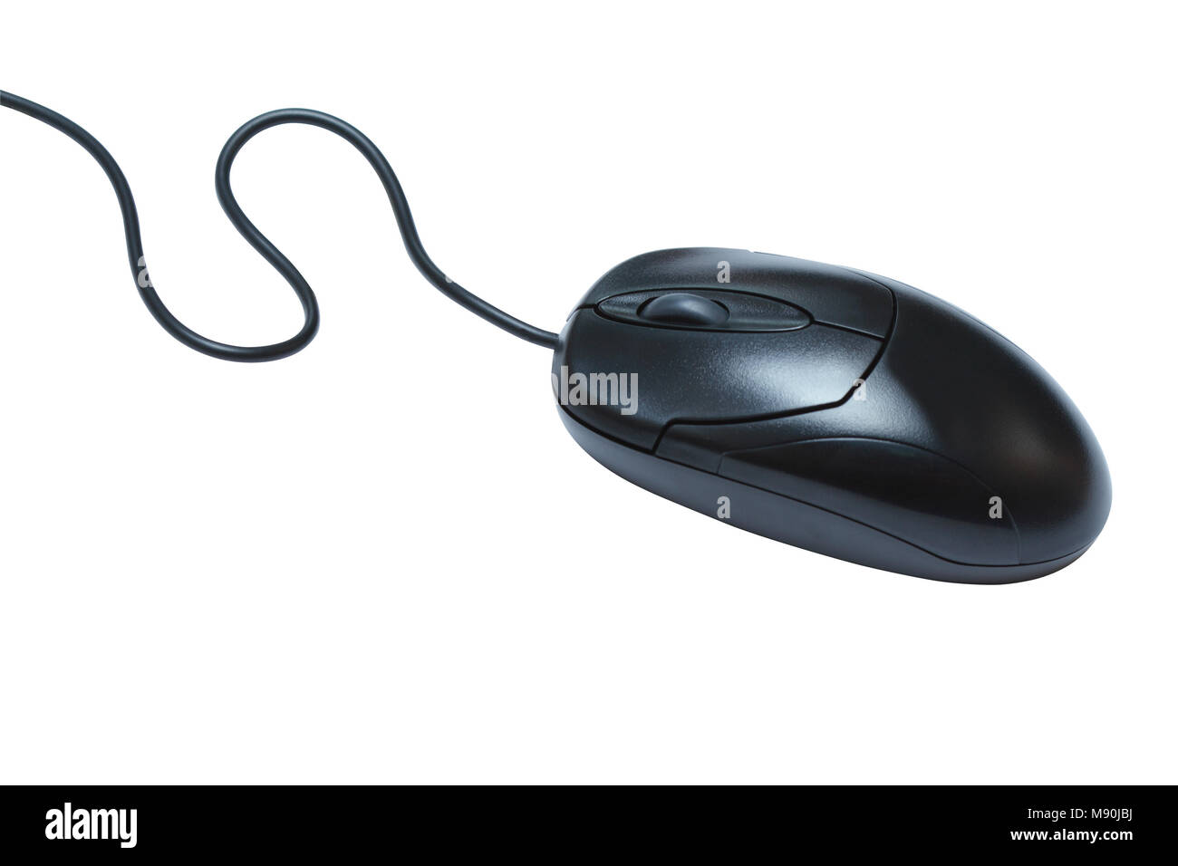Black computer mouse isolated on white background with clipping path Stock Photo