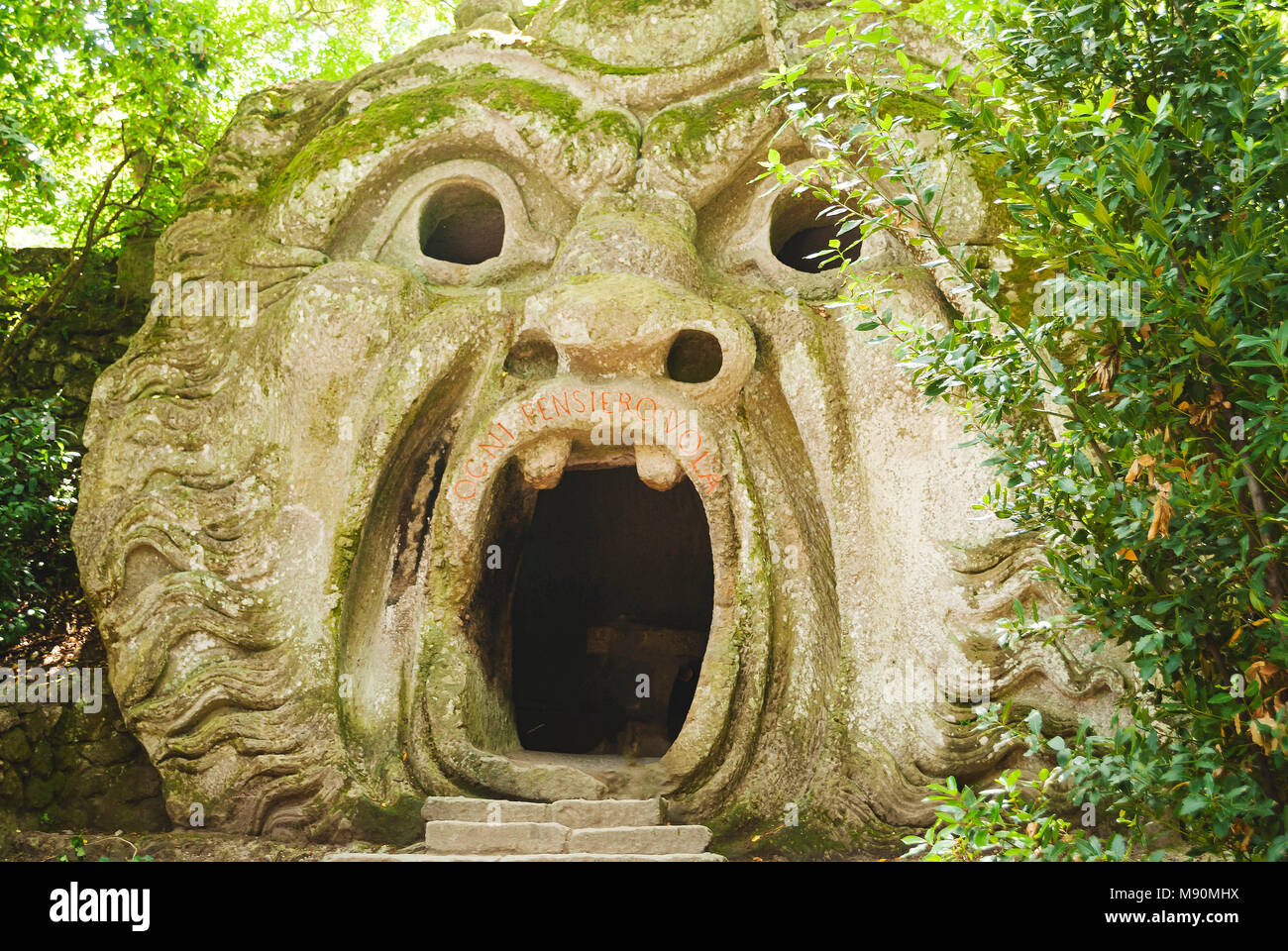 Bomarzo, VT, Italy, july 2014: the mouth of the ogre building inside the Park of the Monsters in Bomarzo, Italy Stock Photo