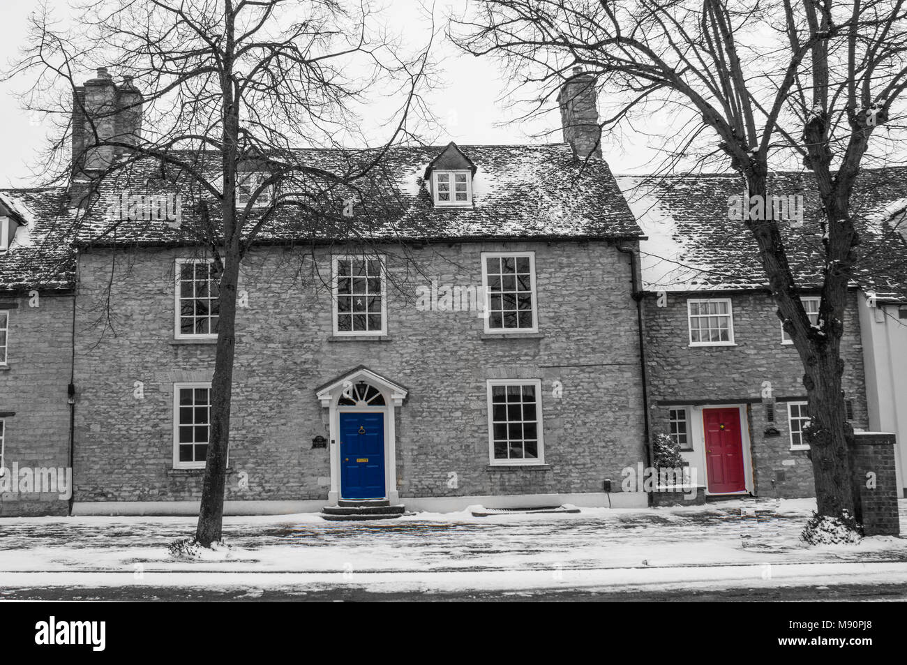 House with red door on Corn Street, Witney, Oxfordshire Stock Photo Alamy