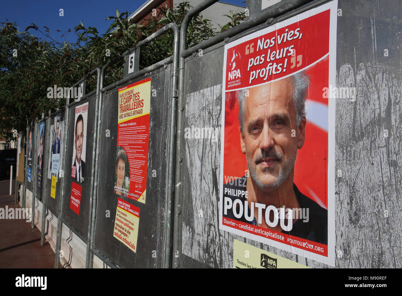 Election billboards in Montrouge, France. Stock Photo