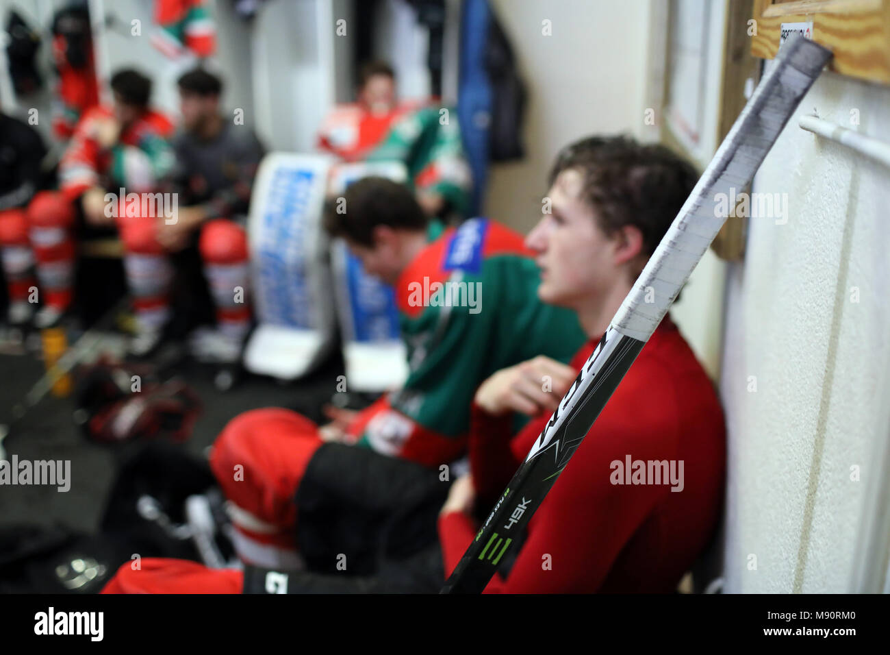 Ice Hockey. Locker room. Stock Photo