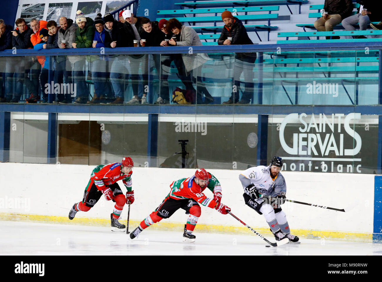 Ice Hockey.  Hockey team.  HC Mont-Blanc. Stock Photo