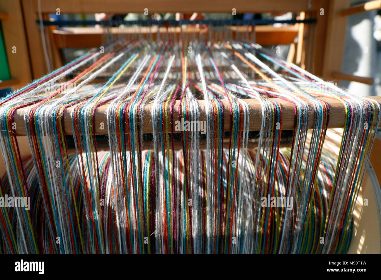 Close up of weaving loom Stock Photo Alamy
