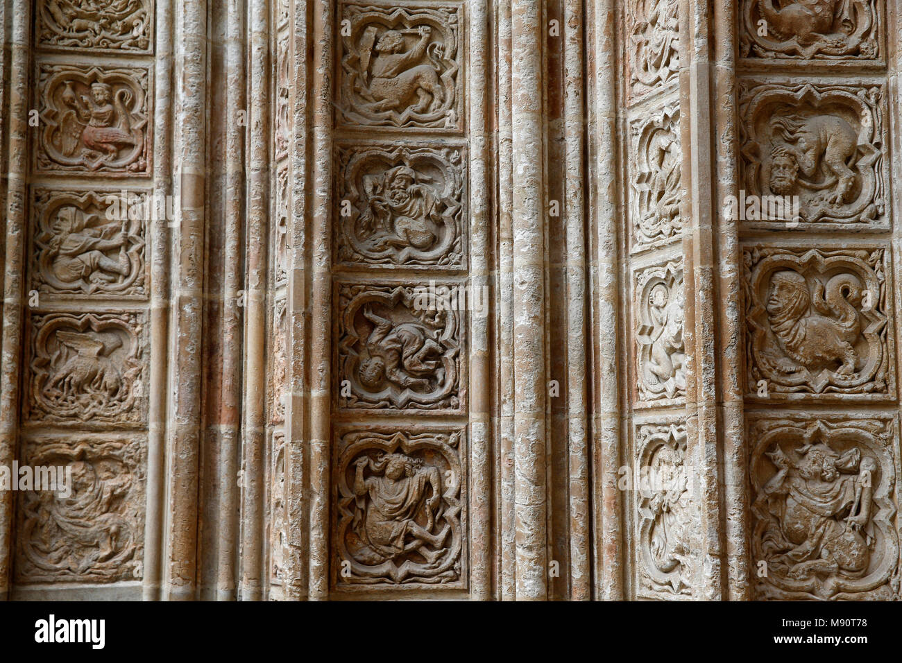 Notre-Dame cathedral, Rouen, France. Reliefs. Stock Photo