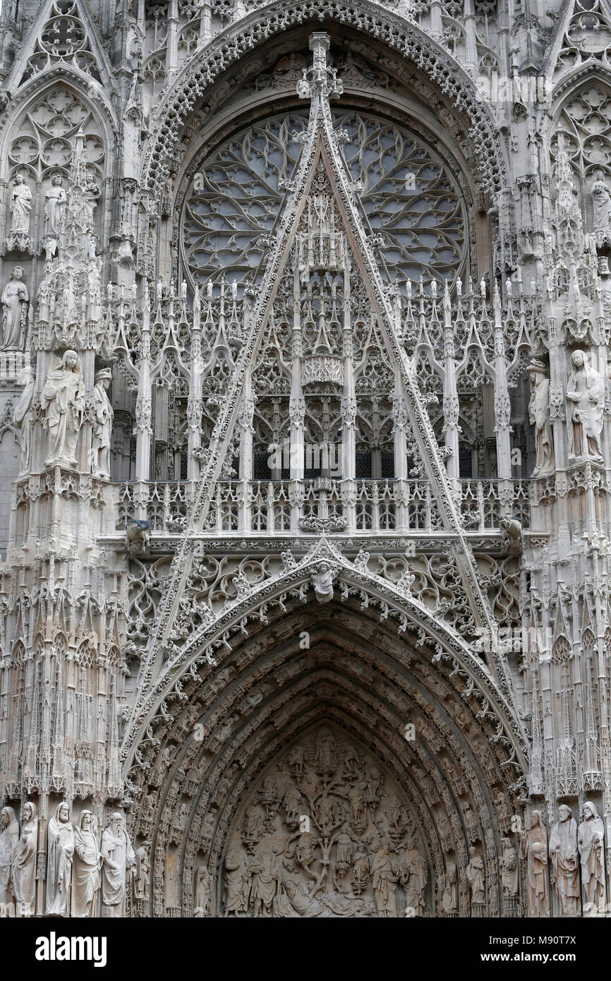 Notre-Dame cathedral, Rouen, France. Detail of the faade. Stock Photo