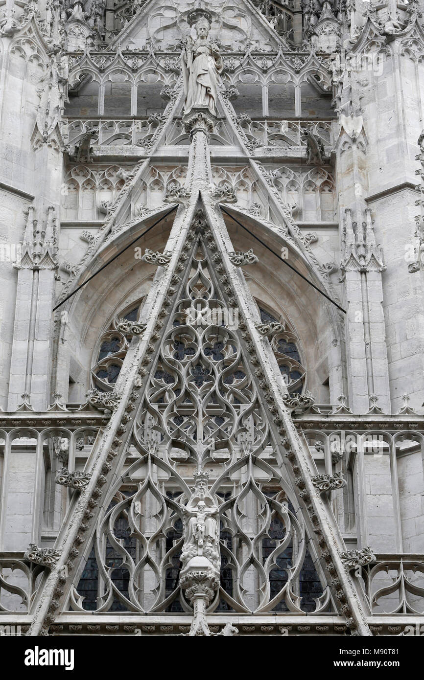 Notre-Dame cathedral, Rouen, France. Detail of the faade. Stock Photo