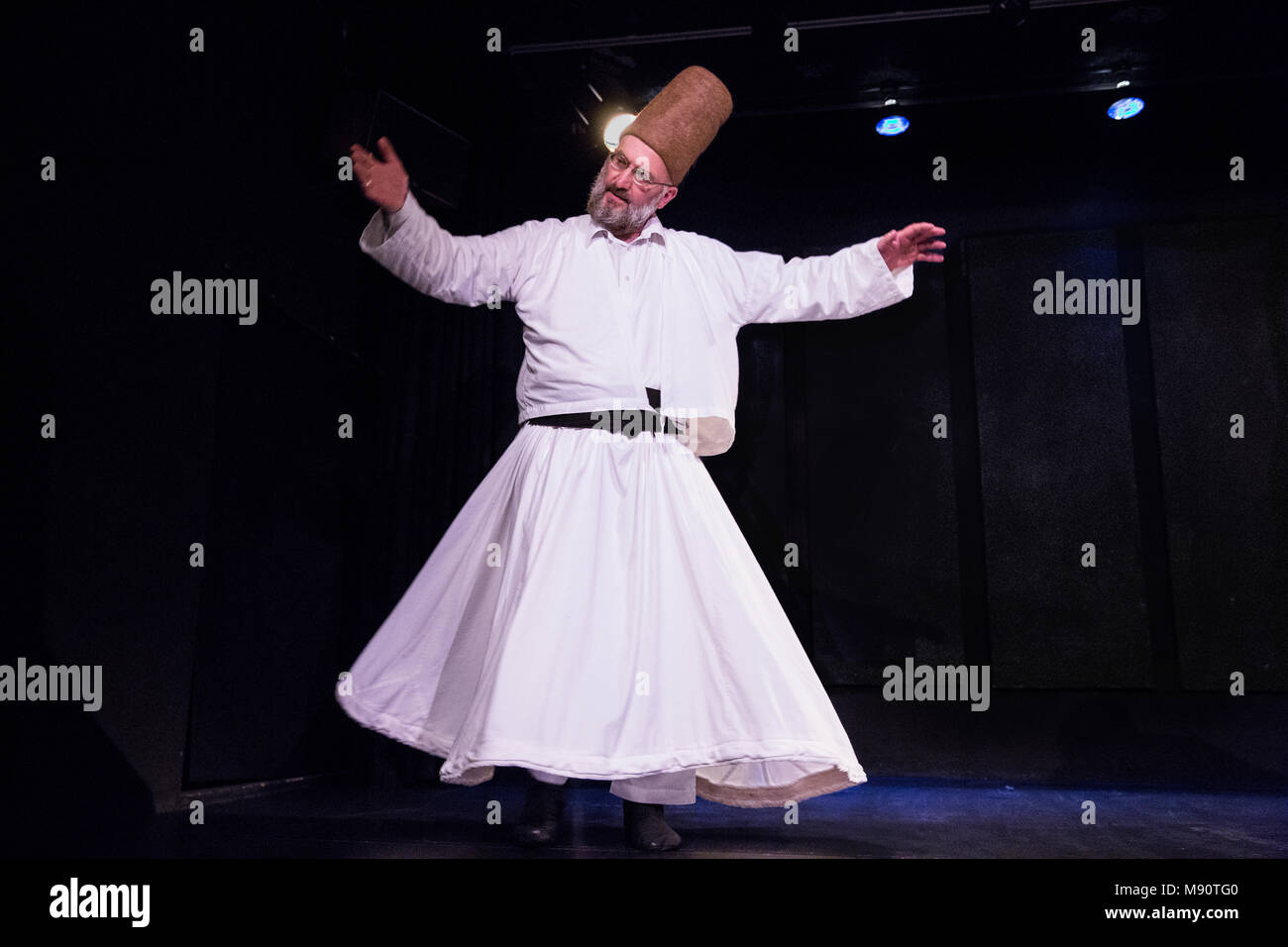 Sufi dervish Omar whirling in Paris, France. Stock Photo