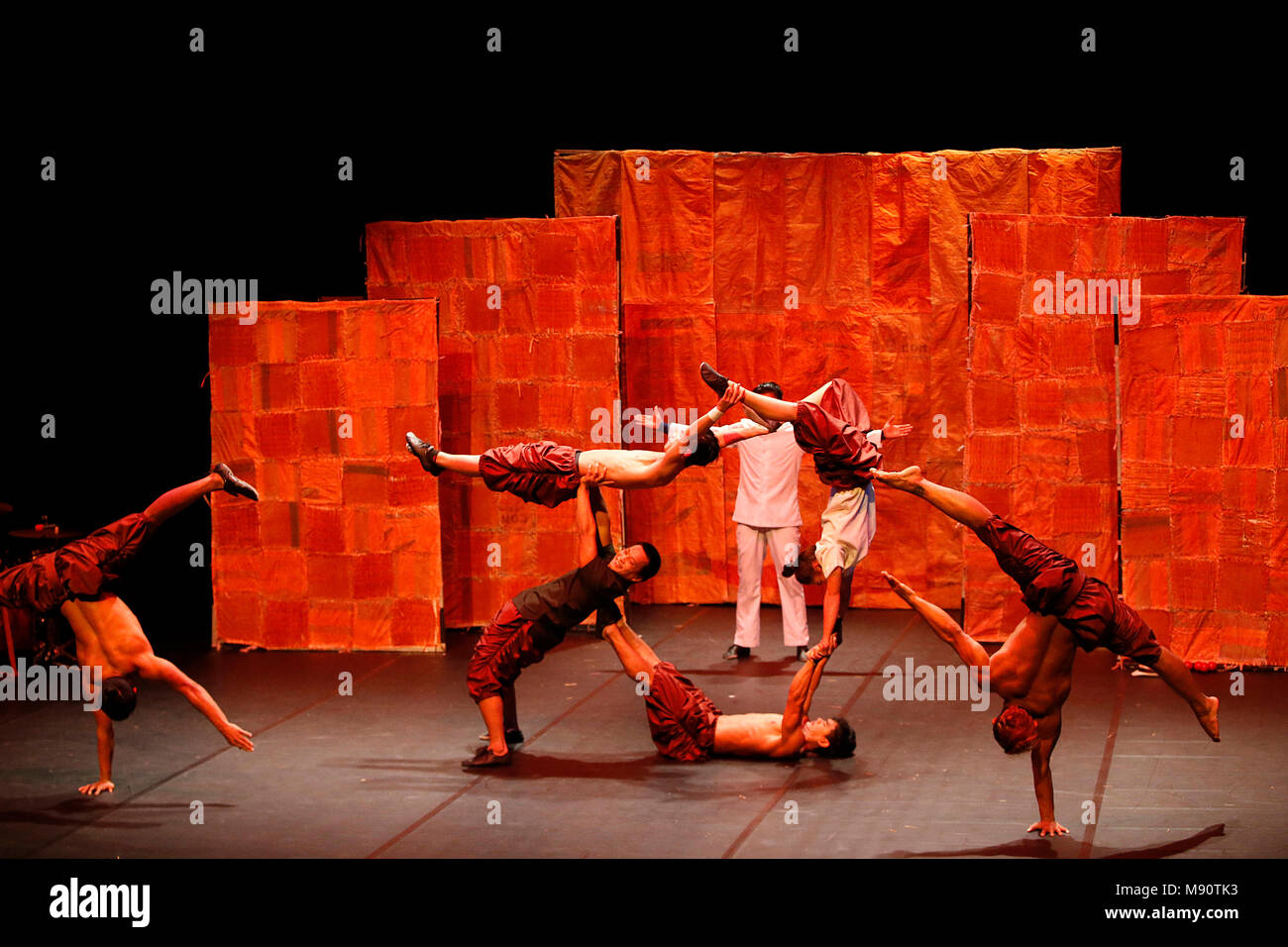 Influence show by Phare Ponleu Selpak Cambodian circus in Meudon, France. Stock Photo