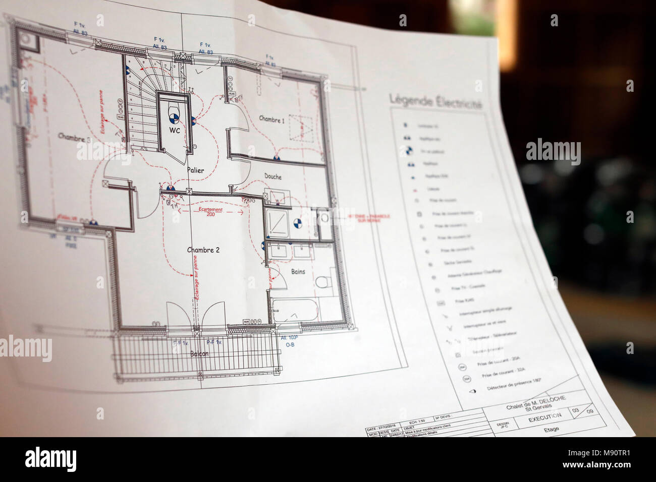 House under construction.  Architect plan. Stock Photo