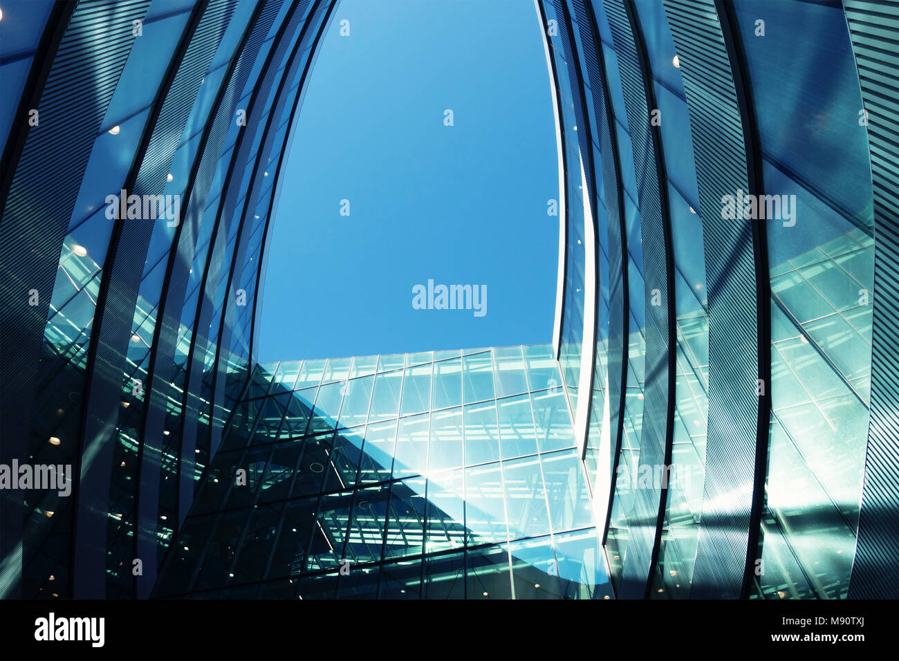 Image showcasing Details of futuristic modern architecture of steel and glass skyscraper ...