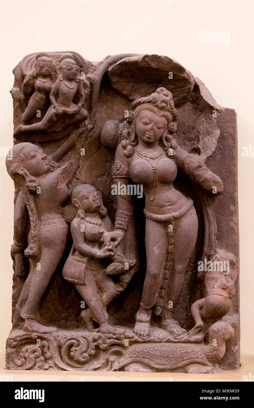 National museum of India, Delhi. Yamuna (river goddess). 8th century A.D. Madhya Pradesh. Stone. India. Stock Photo