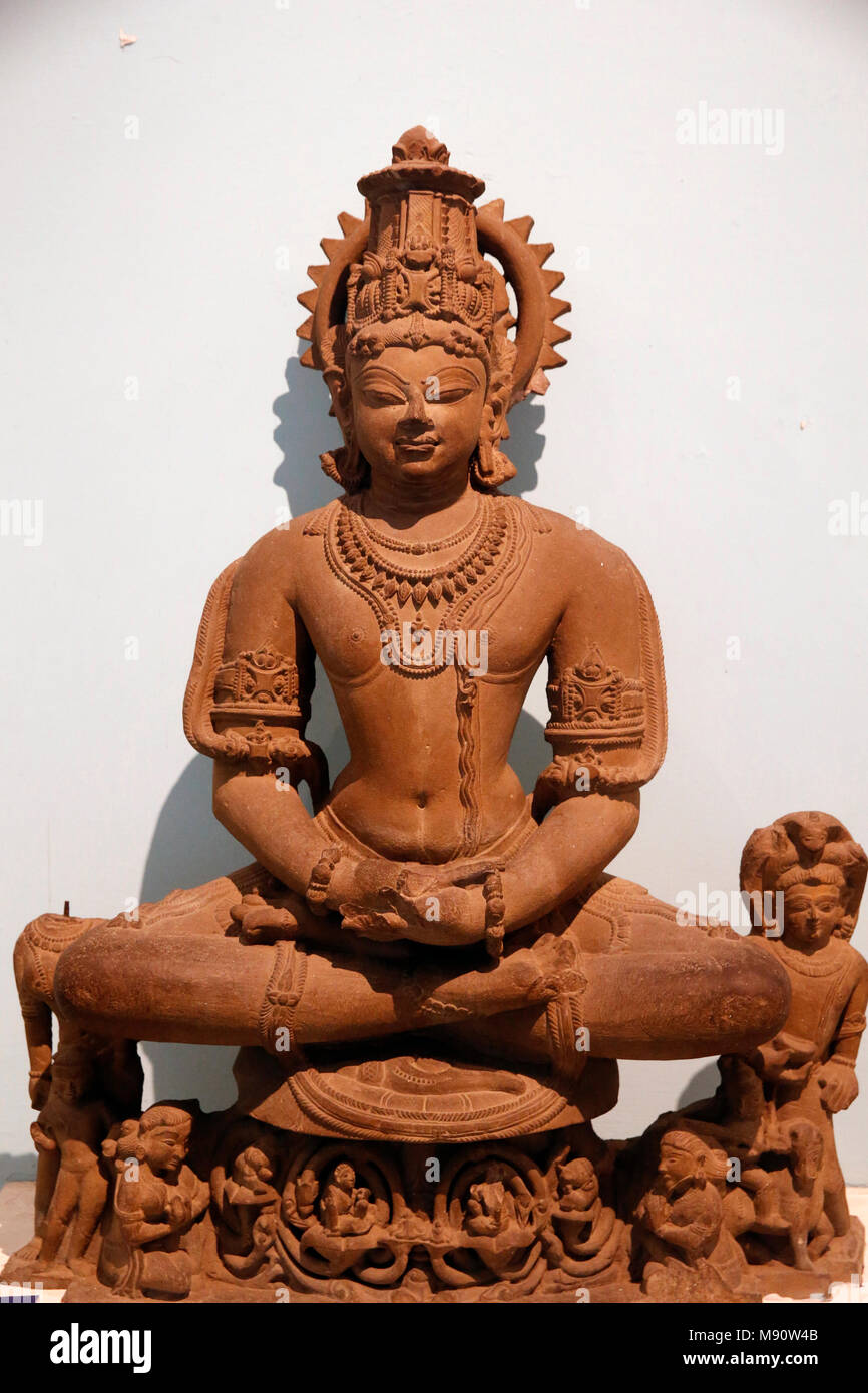 National museum of India, Delhi. Yoganarayana. Chandela, 10th century A.D. Khajurao, Madhya Pradesh. Stone. India. Stock Photo