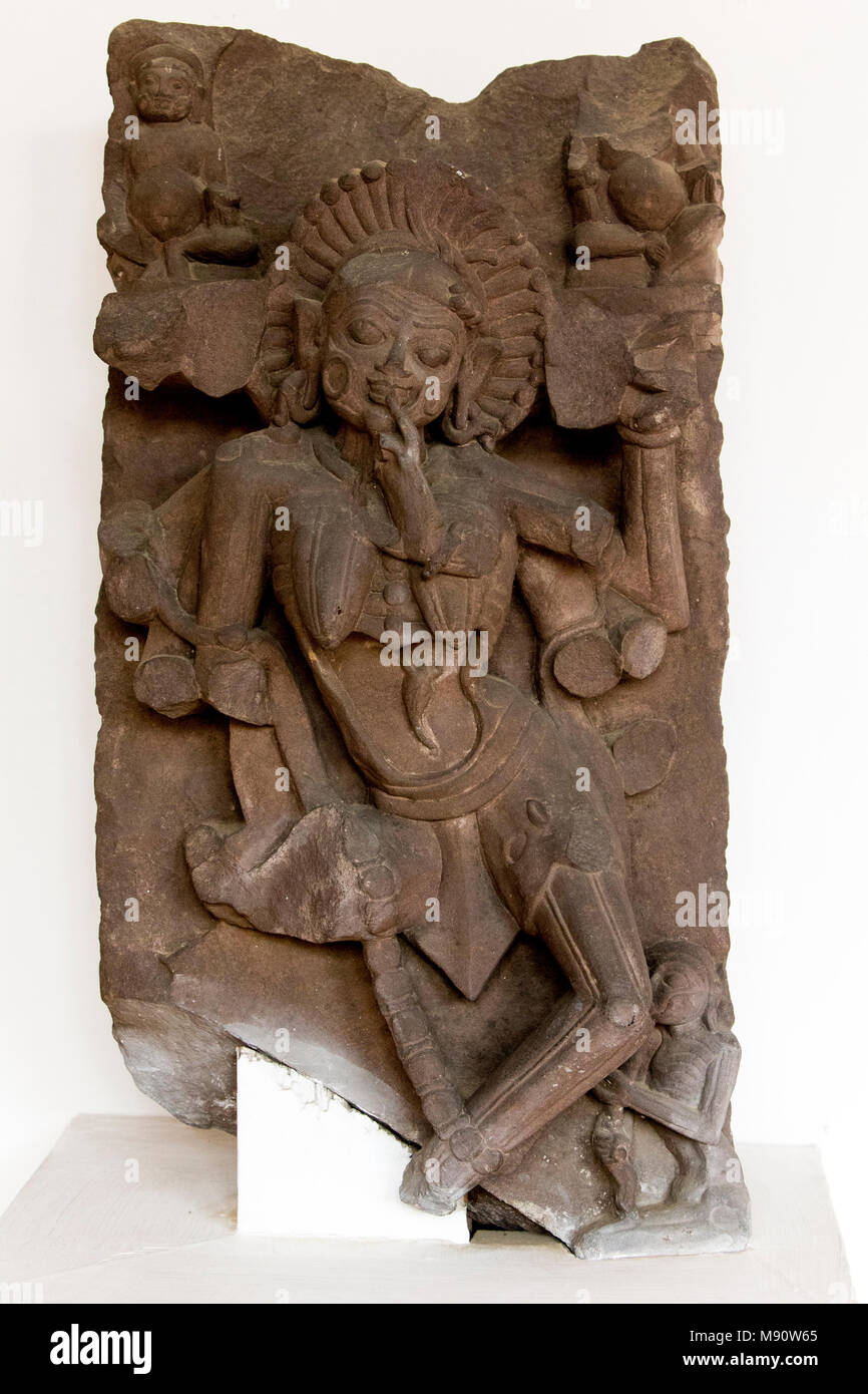 Delhi national museum. Chamunda (one of the seven mothers). Paramara, 12th century A.D. Madhya Pradesh. Stone India. Stock Photo