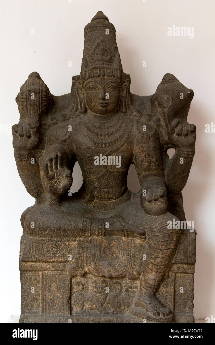 Delhi national museum. Vishnu. Vijayanagara, 15th century A.D. South India. Stone. India. Stock Photo