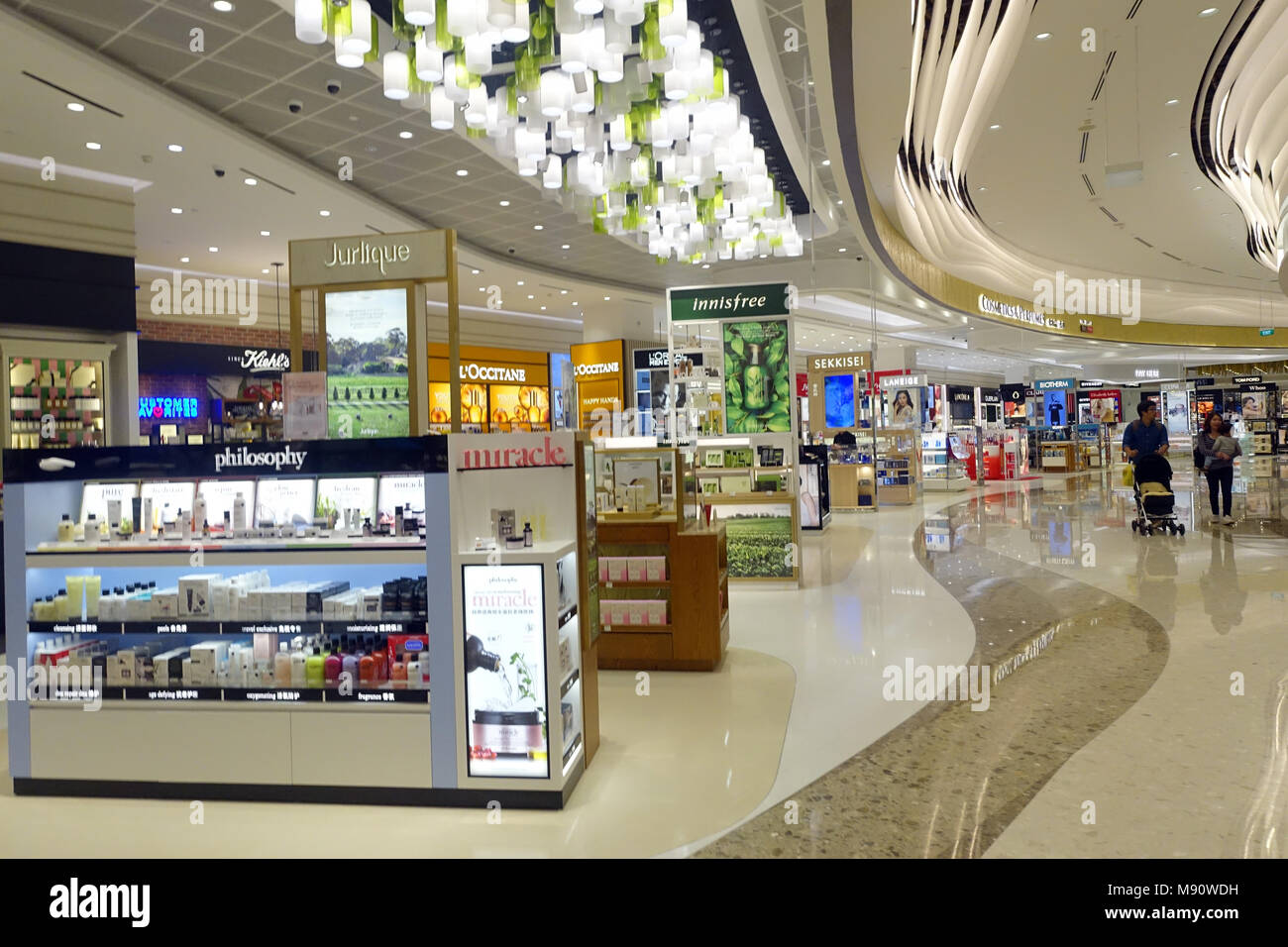 Changi airport.  Duty free shop. Cosmetics.  Singapore. Stock Photo