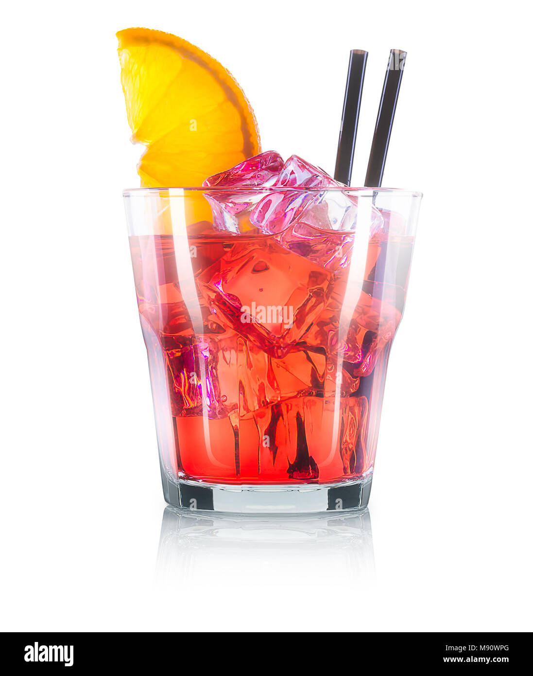 Cosmopolitan cocktail with orange and black straw Stock Photo