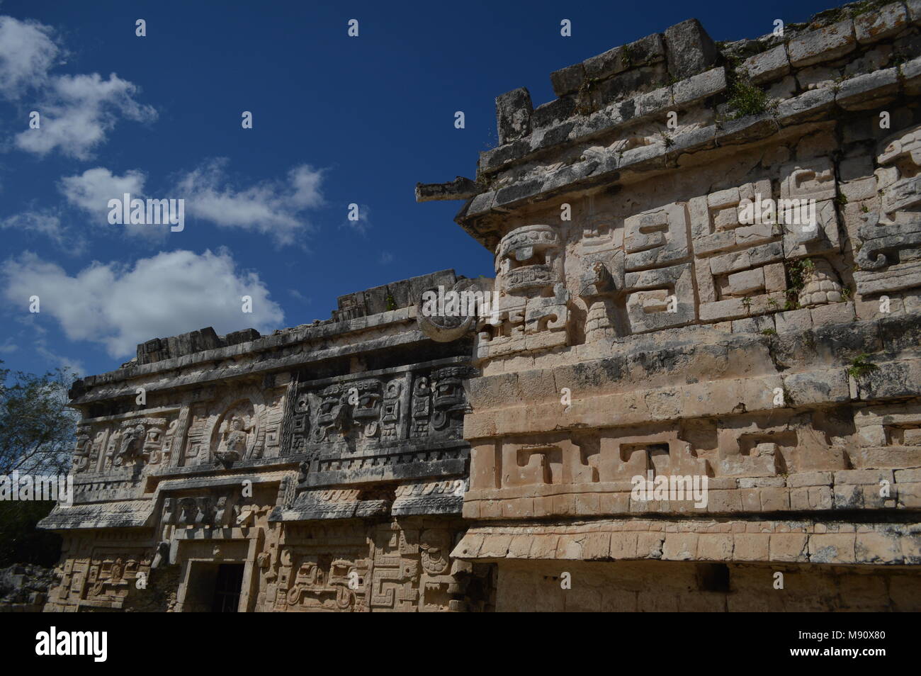 Carvings of Mayan buildings in Chichen Itza, Mexico Stock Photo