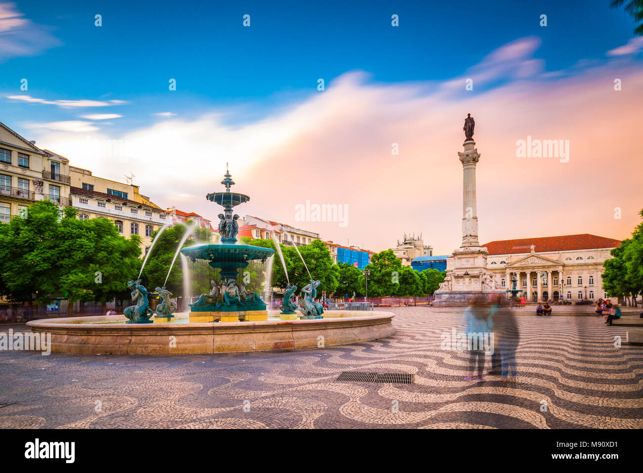 Lisbon, Portugal at Rossio Square. Stock Photo