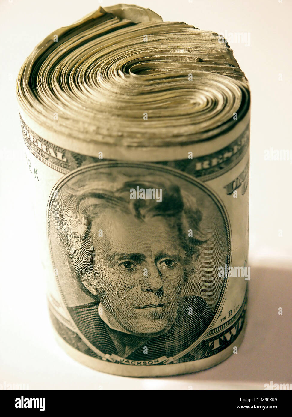 Large roll of US bills Stock Photo Alamy
