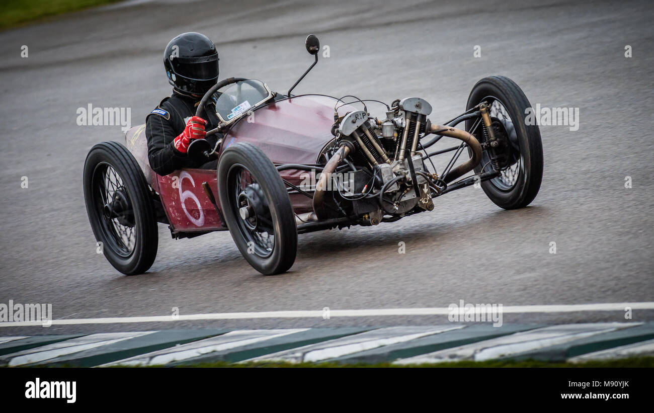 Charlie Martin in his 1929 Morgan RIP Special in the Bolster Cup during the 2018 Goodwood Members Meeting 76MM Stock Photo