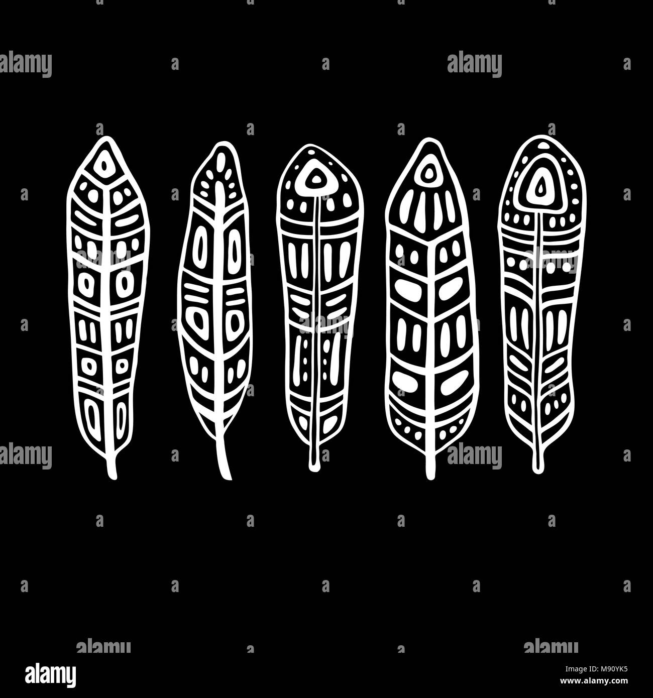 Vintage Feather vector set Stock Vector Image & Art - Alamy