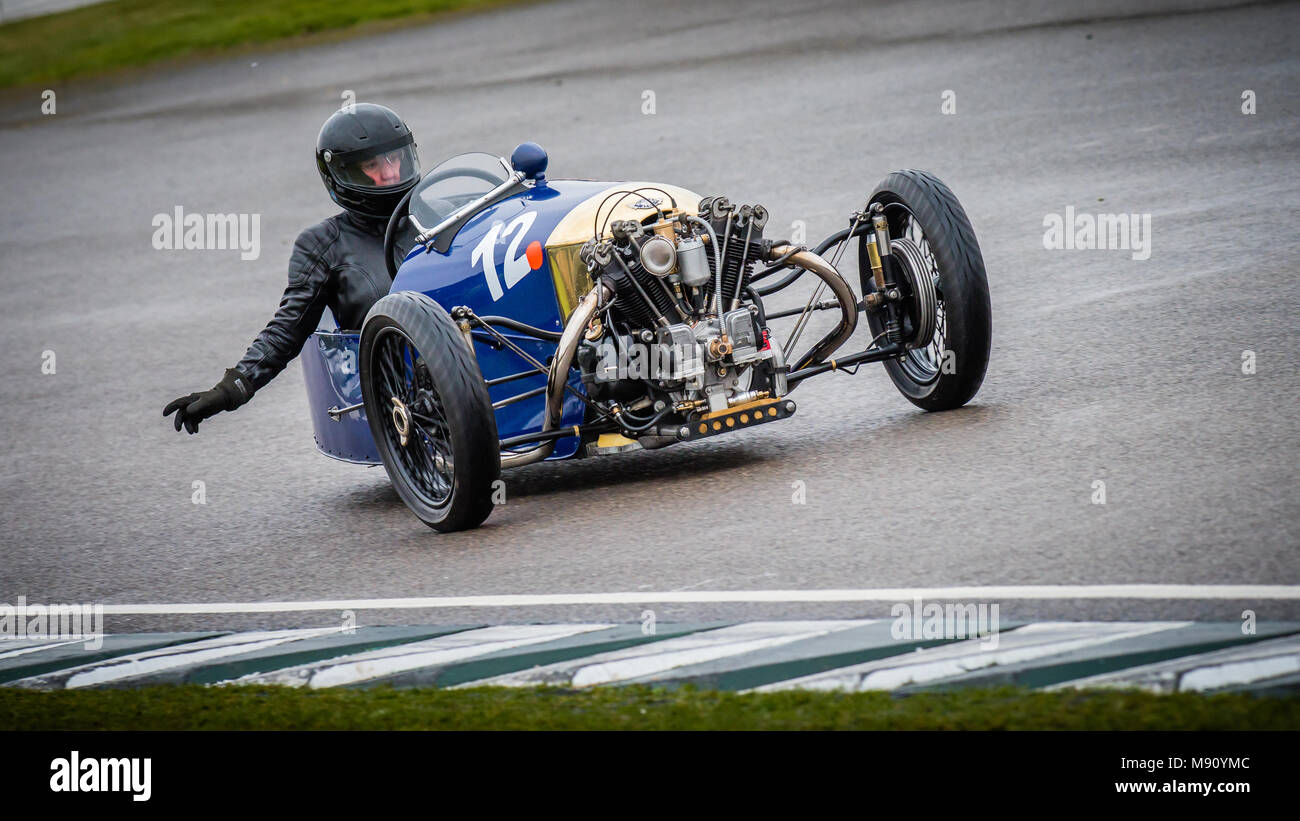 Sue Darbyshire in the 1928 Morgan Super Aero at the Goodwood Members Meeting 76MM in the Bolster Cup Stock Photo