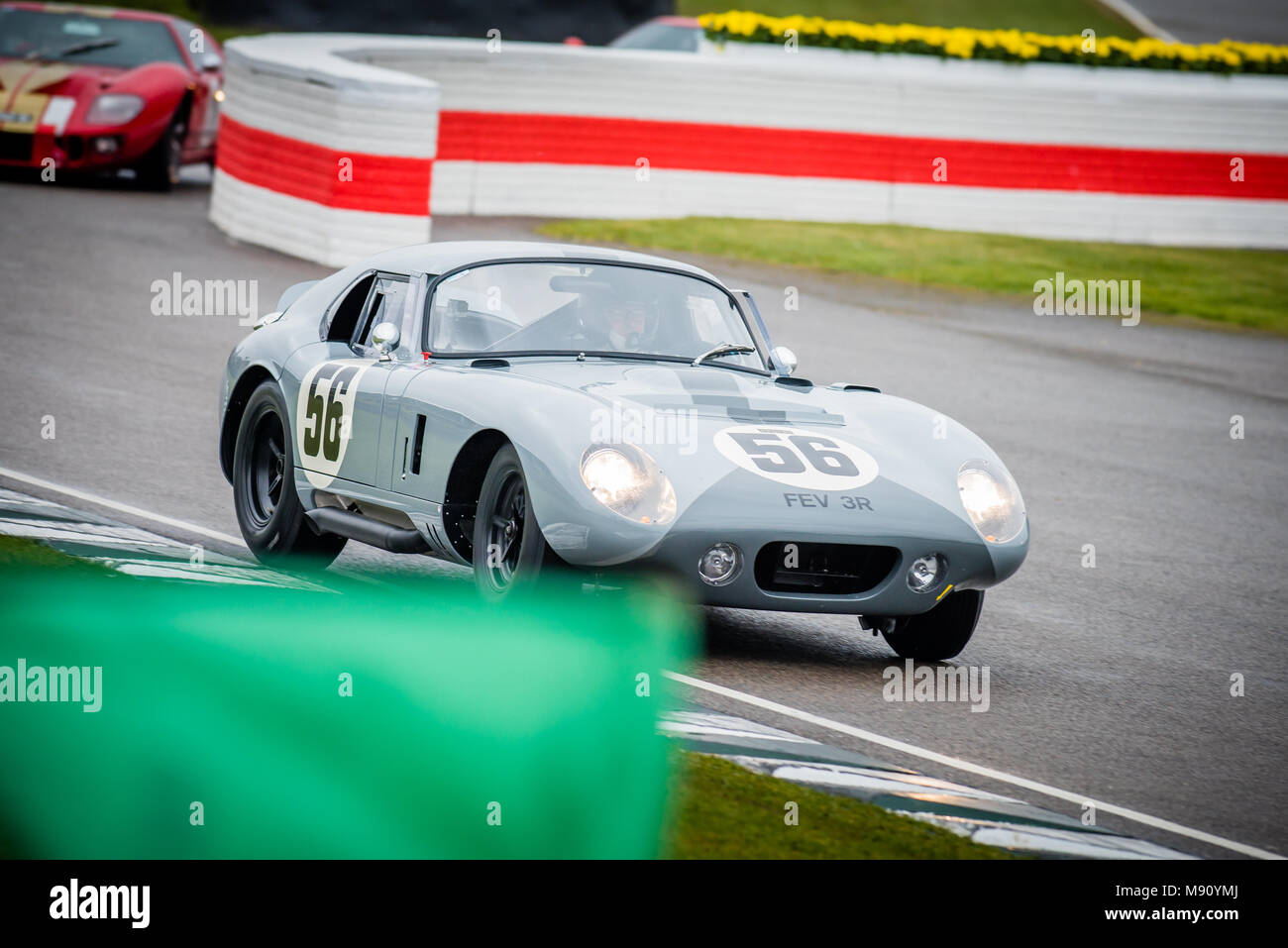 1964 Shelby Cobra Daytona Coupe out of the chicane at the 2018 Goodwood Members Meeting, 76MM Stock Photo