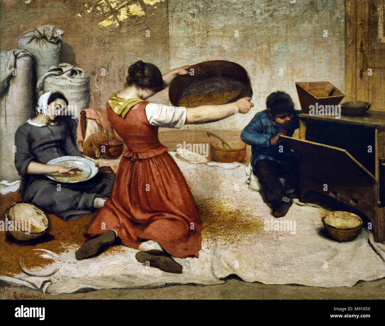 Girl Screening Grain 1854  by Gustave Courbet 1819 -1877  France, French, Stock Photo