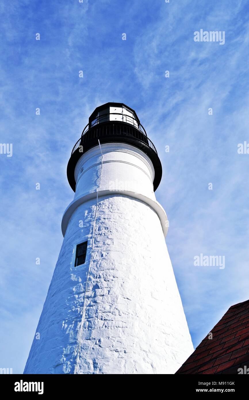Cape Elizabeth lighthouse, Maine, detail Stock Photo