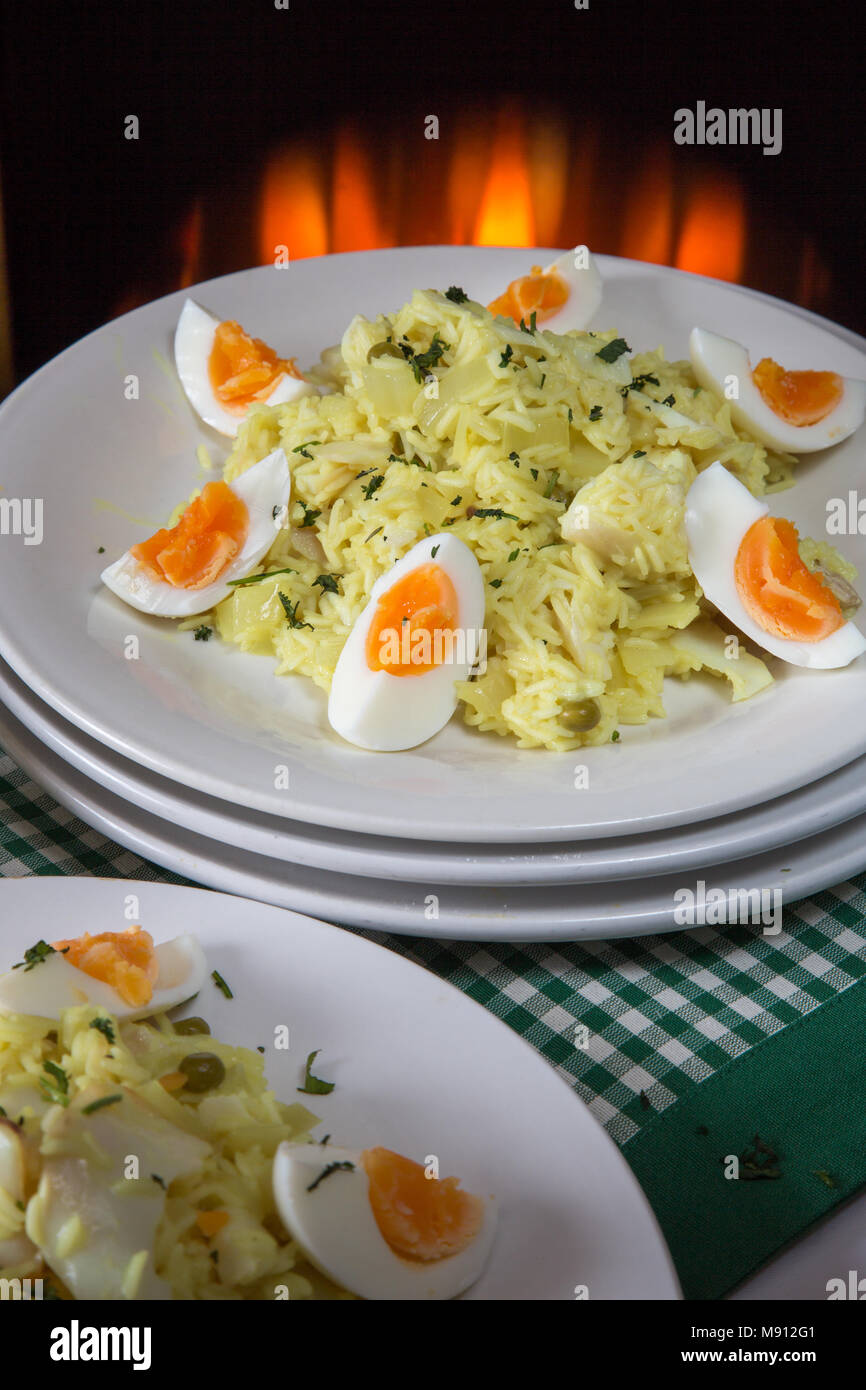 A traditional breakfast dish of Kedgeree Stock Photo Alamy
