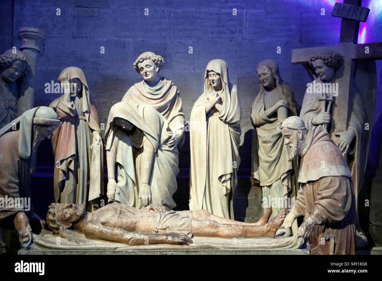 St Nicholas Cathedral.  Chapel of St Sepulchre. The burial of Christ.  Fribourg. Switzerland. Stock Photo