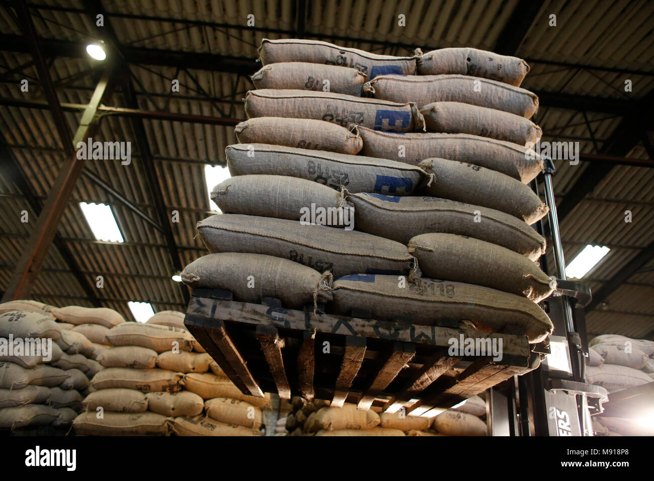 Cocoa warehouse at Abidjan port facilities, Ivory Coast Stock Photo Alamy