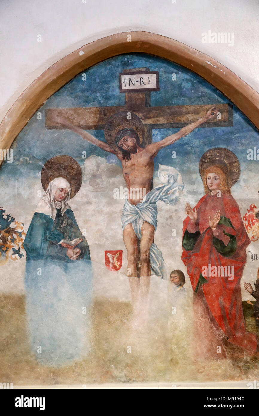 Unterlinden Museum. The crucifixion of Christ. Painting. 16 th century.  Colmar. France. Stock Photo