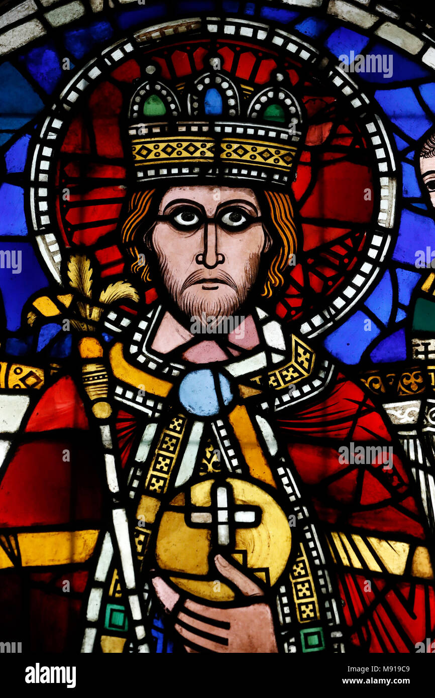 Oeuvre NotreDame Museum. Stained glass window. Emperor or King in