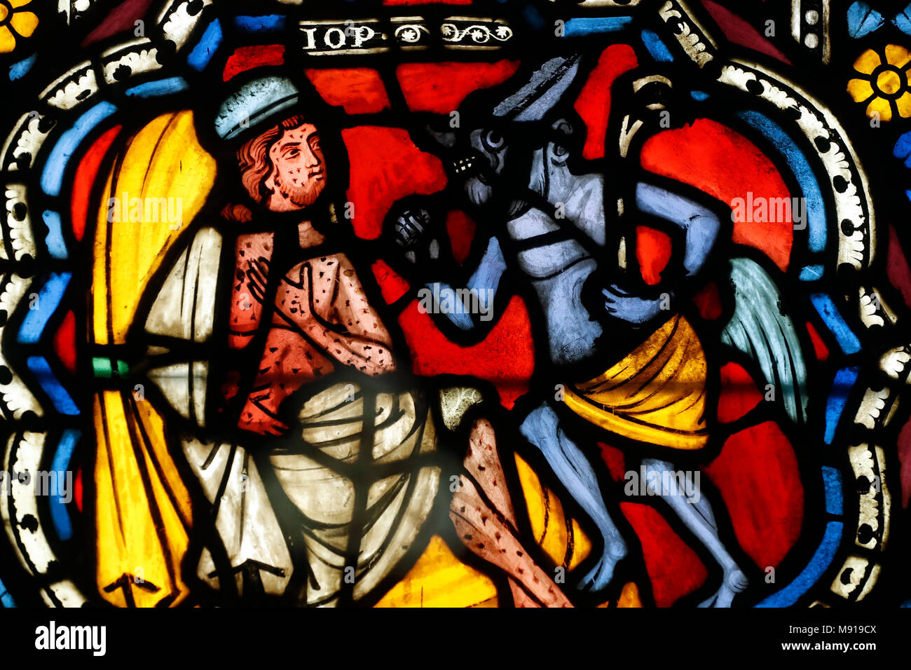 Oeuvre NotreDame Museum. Stained glass window. Job tormented by the