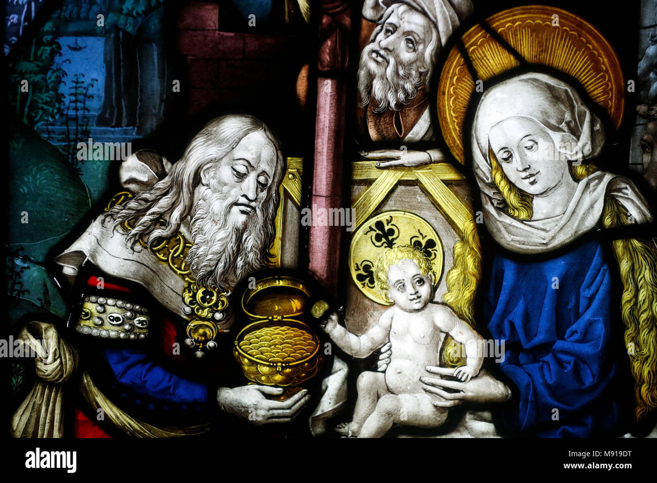 Oeuvre Notre-Dame Museum.  Stained glass window.  Strasbourg. France. Stock Photo